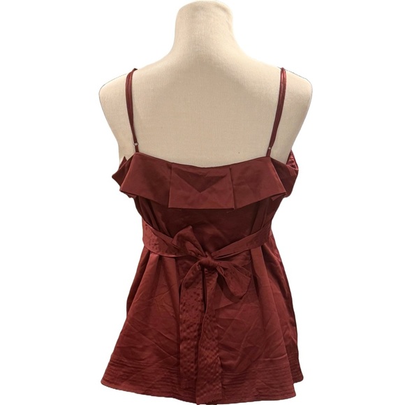 Like New BCBGMaxAzria Burgundy Satin Camisole Size Large - Picture 3 of 8